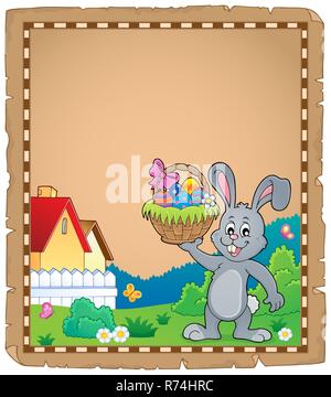 Parchment with Easter bunny topic 1 Stock Photo