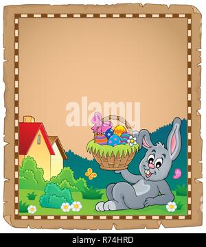 Parchment with Easter bunny topic 2 Stock Photo