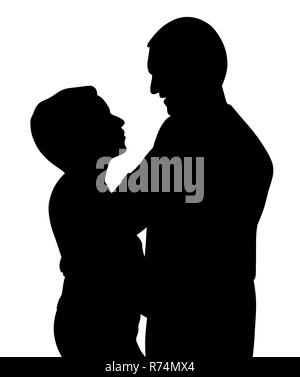 Romantic couple hugging dancing and talking Stock Photo