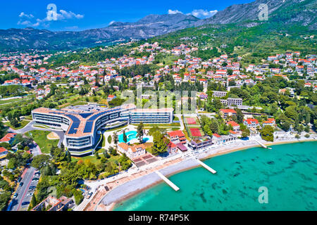 Dubrovnik region waterfront in Mlini and Srebreno aerial view Stock Photo
