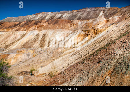 Rock formations in abandoned copper mine Stock Photo