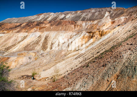 Rock formations in abandoned copper mine Stock Photo