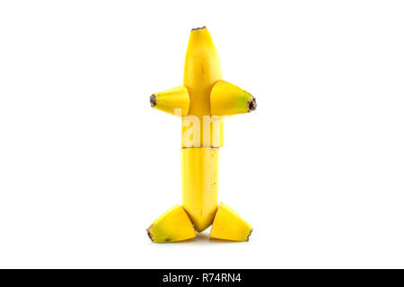 Banana sculpture standing on a white background Stock Photo