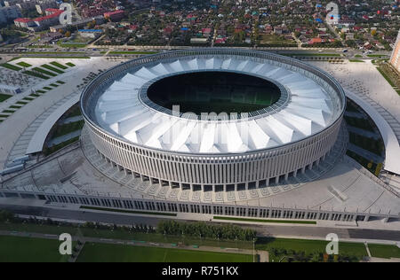 Krasnodar Stadium in the city of Krasnodar. The modern building of the stadium in the south of Russia. Stock Photo