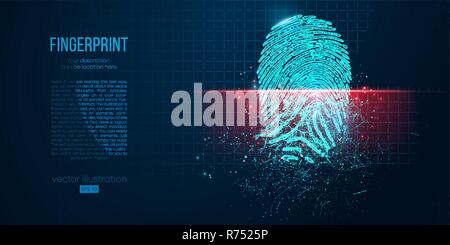 Concept of digital security, electronic fingerprint on scanning screen. vector Stock Vector