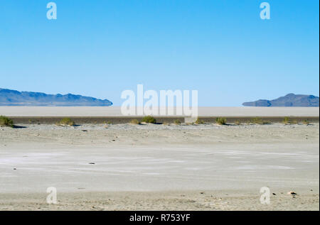 Looking out over the Utah Bonneville Salt Flats. Stock Photo