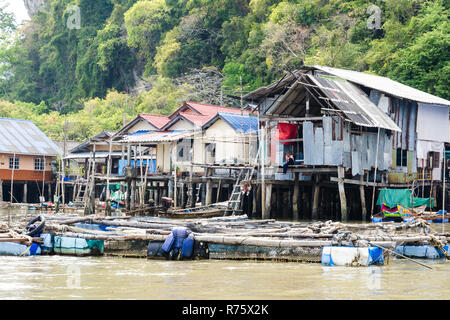 Houses on stilts, Ko Panyi village, Phang Nga bay, Thailand Stock Photo
