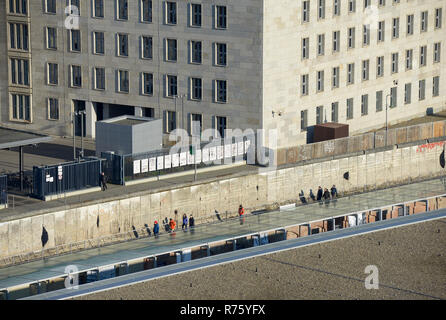 GERMANY, capital city Berlin, Museum Topograhie des Terrors, museum topography of terror documentating Nazi terror from 1933-1945, behind section of Berlin wall and german ministry of finance, this building was during Nazi time the headquarter of Reichsluftfahrtministerium, Nazi aviation ministry Stock Photo