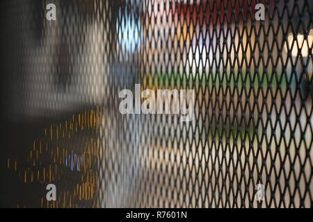 focus on black grill partition with blur background. Stock Photo