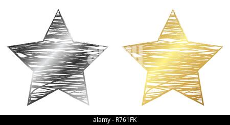 Set of hand drawn Christmas Stars. Vector illustration. Scribble Stars isolated Stock Vector