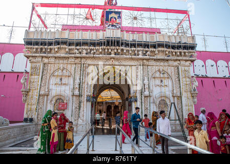 Entrance to Karni Mata Temple, Deshnoke, Rajasthan, India Stock Photo