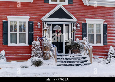 Front door of a traditional older home. Stock Photo