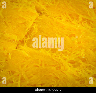 golden egg yolks threads isolated thai desserts on background / name in thai Foi Thong yellow egg yolks threads Stock Photo