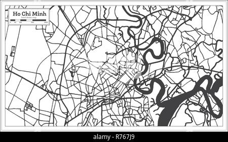 Ho Chi Minh Vietnam City Map in Retro Style. Outline Map. Vector Illustration. Stock Vector