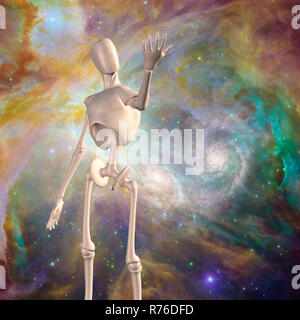 Colorful Universe. Robot and deep space Stock Photo