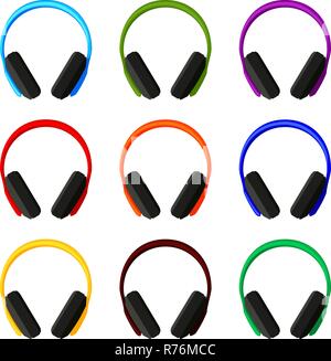 Colorful cartoon headphones collection Stock Vector