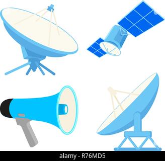 Colorful cartoon telecommunication elements Stock Vector