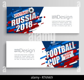 Set of two modern cards of a football cup 2018. Stock Photo