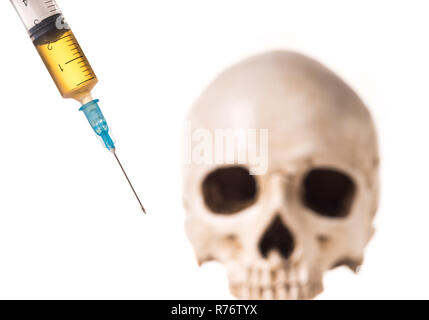 Blury Skull and Syringe Stock Photo