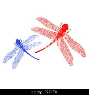 Colored Stilized Dragonfly. Insect Logo Design. Aeschna Viridls Stock Photo
