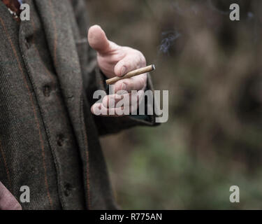 man smoking cigar Stock Photo