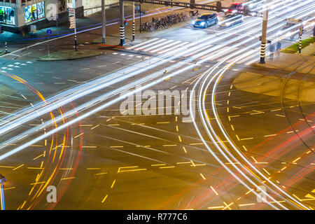 Large road junction, road markings for various turning lanes, Rotterdam, Holland, The Netherlands Stock Photo