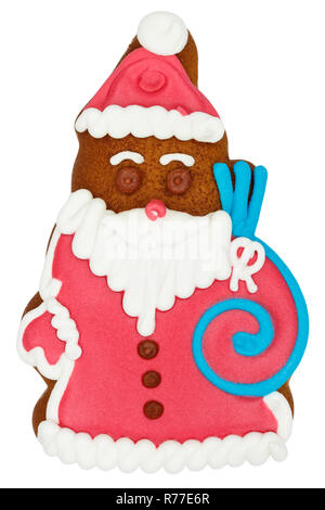Christmas market gingerbread santa claus food cookie isolated on a white background Stock Photo