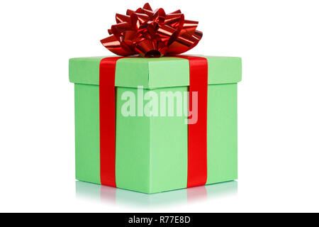 Gift present christmas birthday wedding wish light green box isolated on a white background Stock Photo