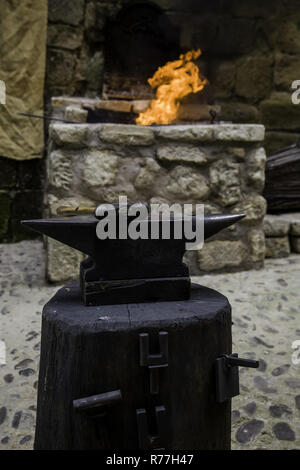 Coal fire in a forge Stock Photo