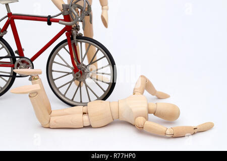 bicycle and person collision accident on the street Stock Photo
