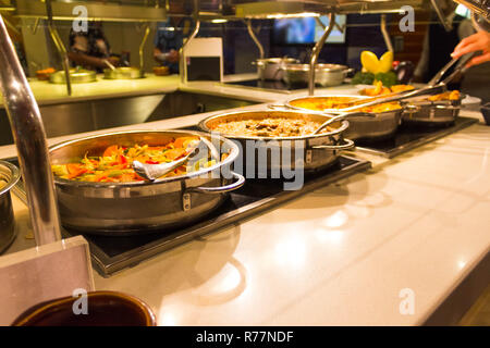 Dining Room Buffet aboard the luxury abstract cruise ship Stock Photo