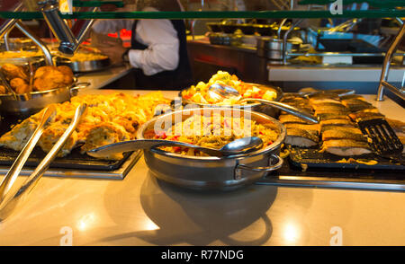 Dining Room Buffet aboard the luxury abstract cruise ship Stock Photo