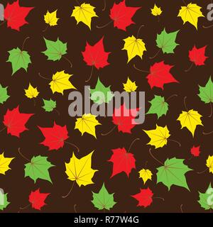 Maple leaves seamless vector brown bright art background Stock Vector