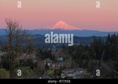 Mount Hood Over Happy Valley Oregon Stock Photo