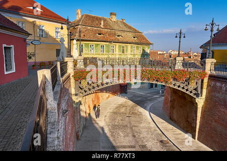 Liars bridge, Sibiu old town, Transylvania, Romania Stock Photo
