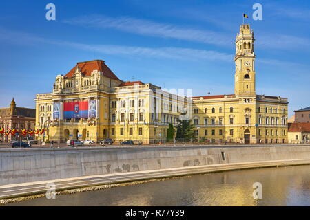 Oradea City Hall and the Clock Tower, Romania Stock Photo