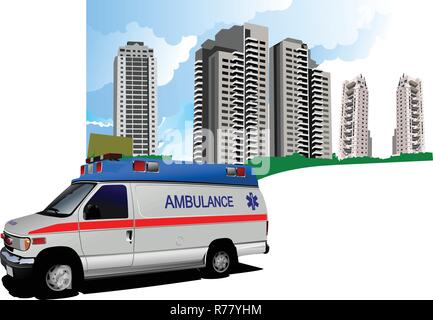 Dormitory and ambulance. Vector illustration Stock Vector