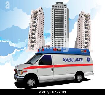 Dormitory and ambulance. Vector illustration Stock Vector