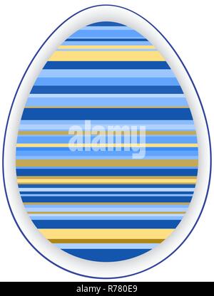 Paper card template with multicolor striped easter egg. Stock Vector