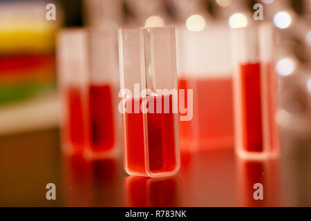 Quartz cuvettes for Chromatography and spectrophotometry in the study of liquids Stock Photo