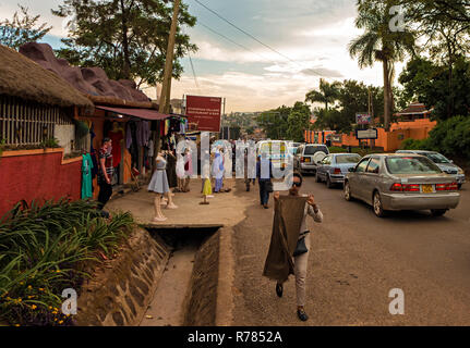 KABALAGALA, UGANDA - APRIL 10, 2017: The rush hour in Kabalagala in the evening. Kabalagala is a small town in the Kampala area of Uganda. Stock Photo