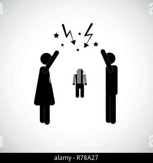 couple with child arguing icon pictogram vector illustration Stock Vector