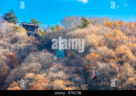 Fujikawaguchiko, Yamanashi / Japan - November 29 2018: Kawaguchiko ropeway scenic view Stock Photo