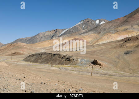 Desert landscape in the Ak-Baital Pass area in the Pamir Mountains in Tajikistan Stock Photo