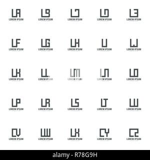 Set of letter logo template. Minimal letter logo template design Stock Vector