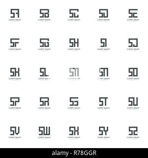 Set of letter logo template. Minimal letter logo template design Stock Vector