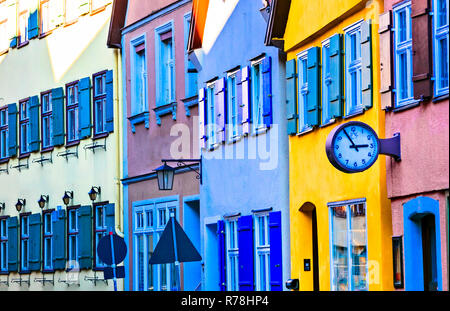 Traditional colorful houses in Dinkelsbuhl village,Germany. Stock Photo