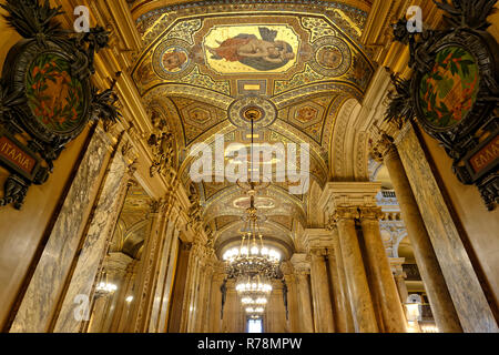 Opera Garnier, ornate ceiling by Paul Baudry, Paris, France Stock Photo