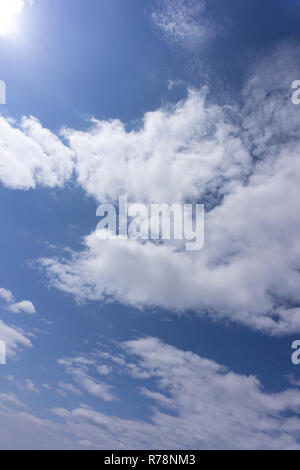 cloudy sky with pastel color background, orange to blue gradient Stock Photo