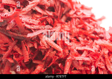 grated beets on a white background slice Stock Photo